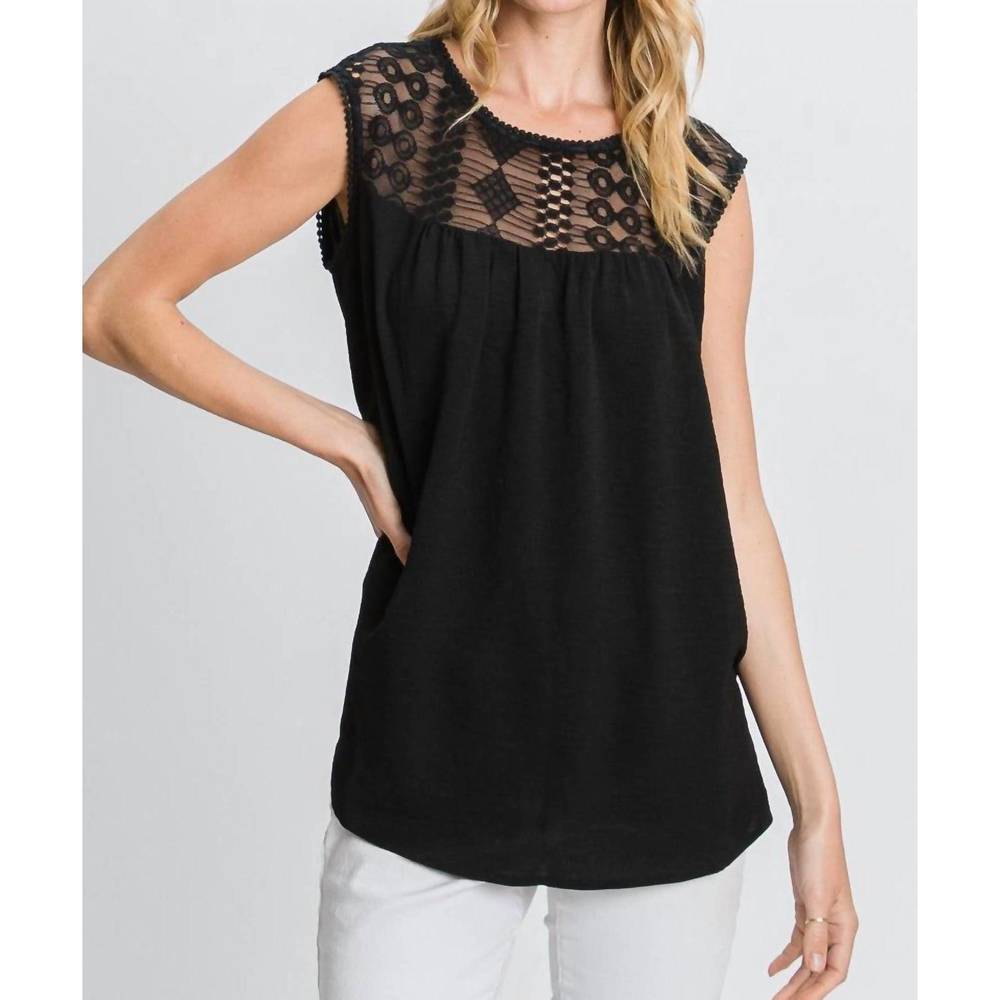 NEW HAILEY & CO sleeveless laced top in black